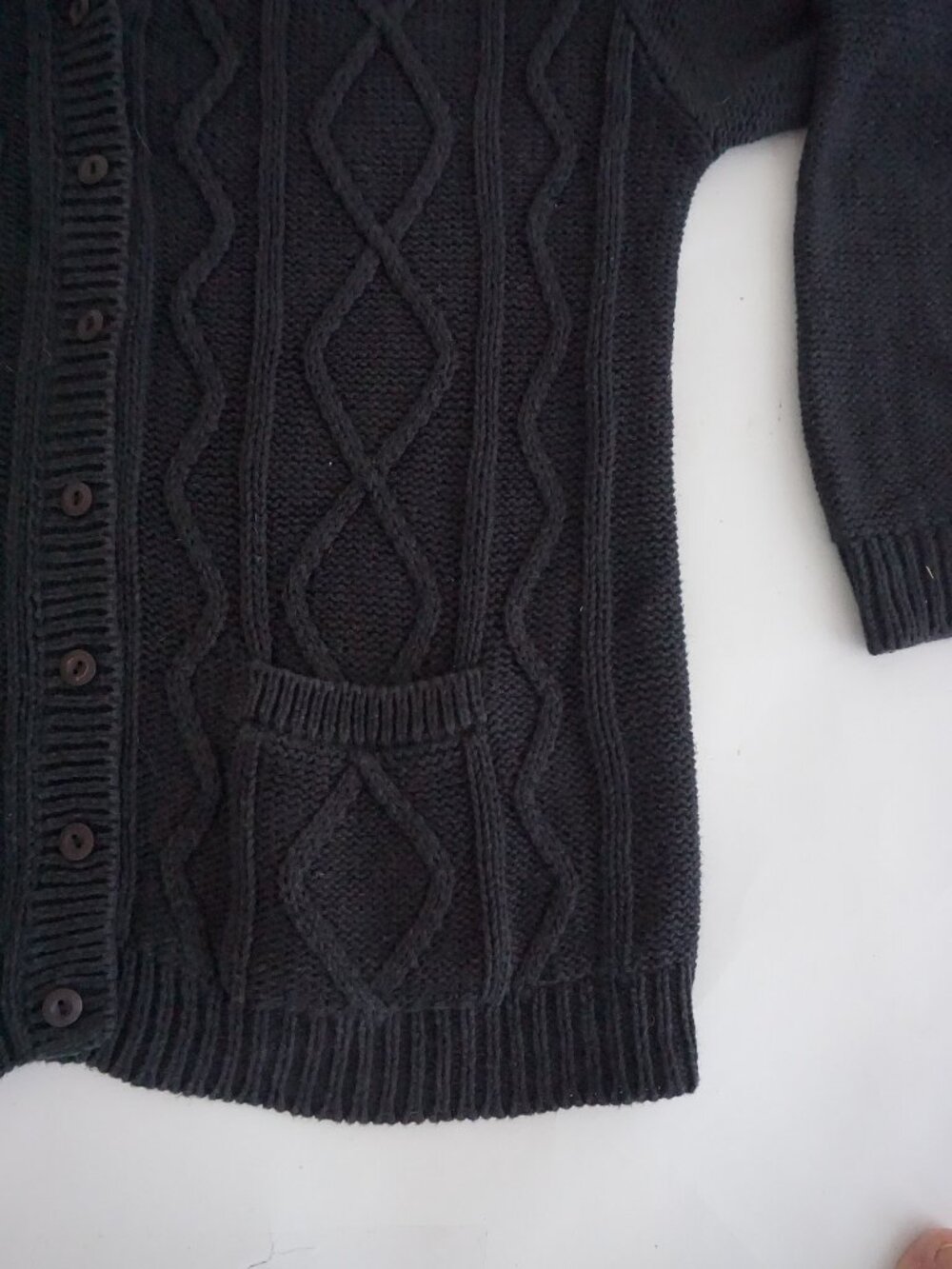 Vintage Cabin Creek Black Cable Knit Textured Cotton Blend Boho Cardigan 1X - Picture 4 of 11
